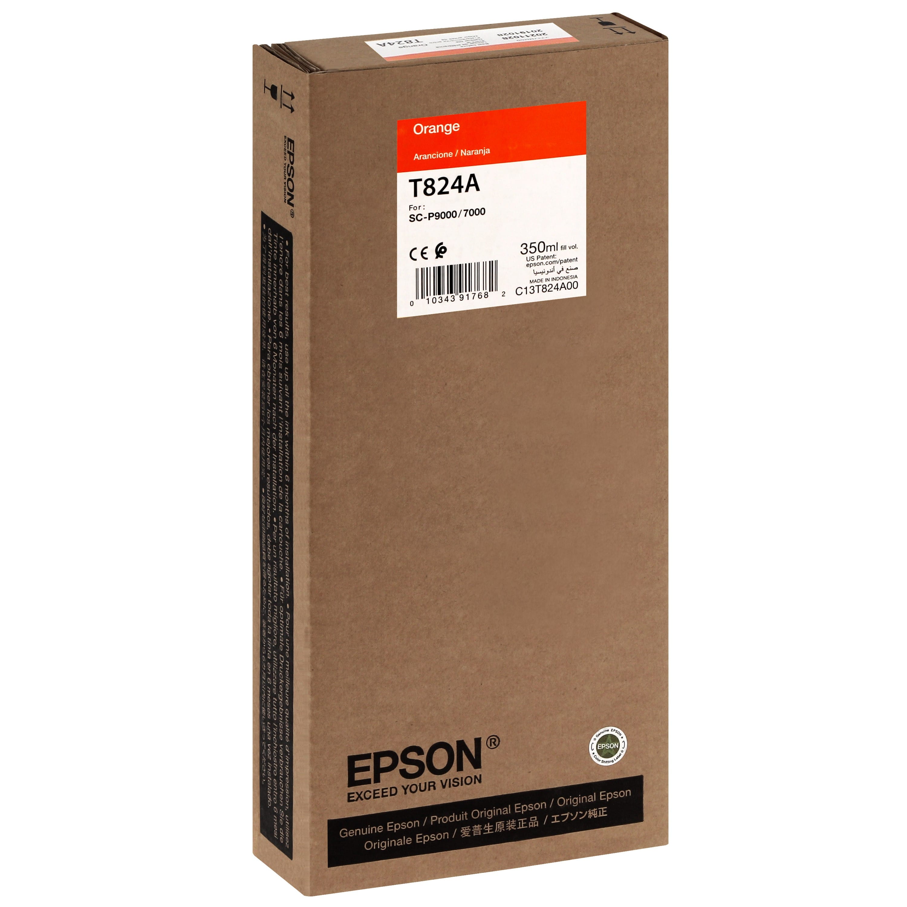 EPSON - Cartouche d'encre traceur T824A Pour imprimante SC-P7000/7000V/9000/9000V Orange - 350ml