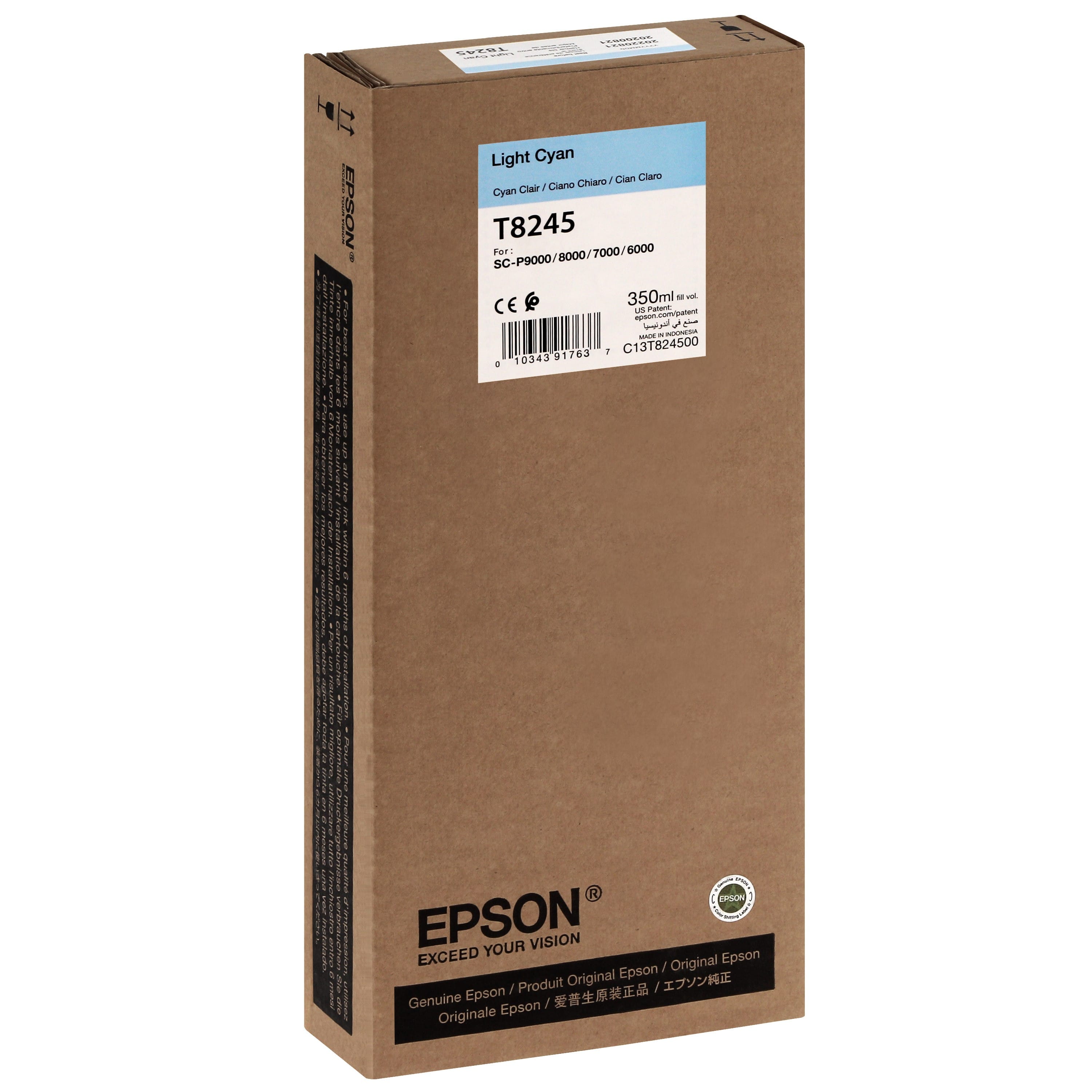 EPSON - Cartouche d'encre traceur T8245 Pour imprimante SC-P6000/7000/7000V/8000/9000/9000V Light cyan - 350ml
