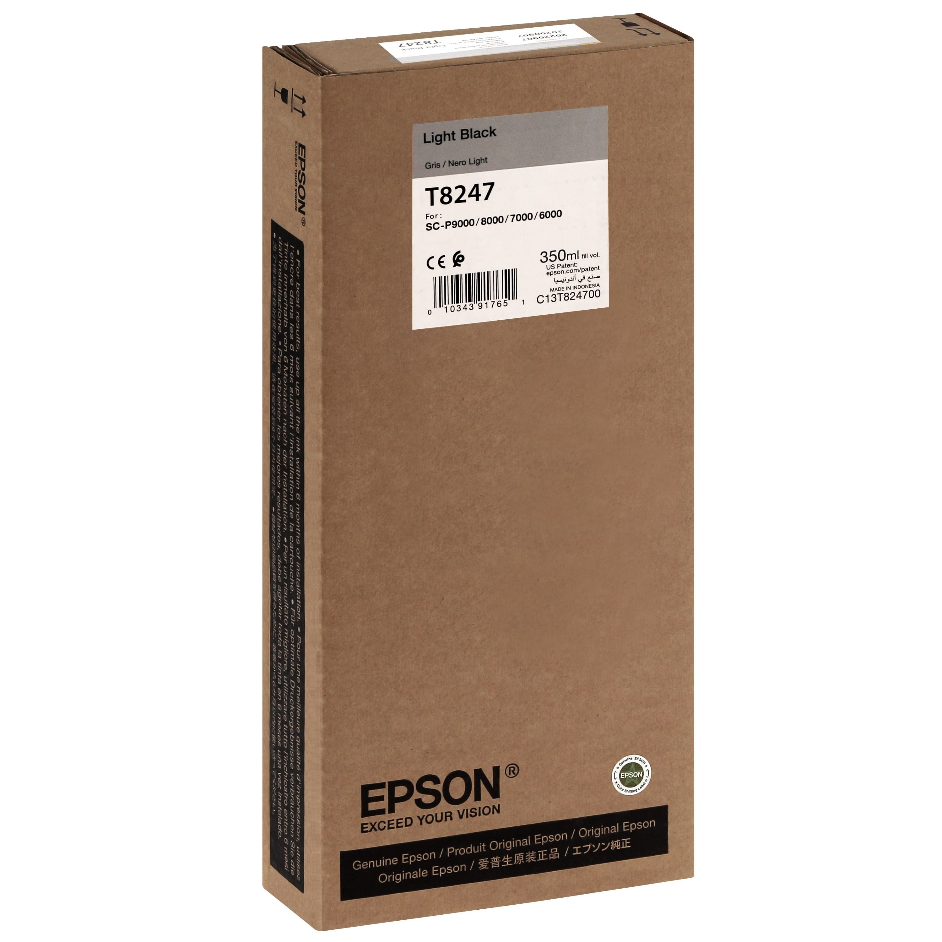 EPSON - Cartouche d'encre traceur T8247 Pour imprimante SC-P6000/7000/7000V/8000/9000/9000V Light noir - 350ml