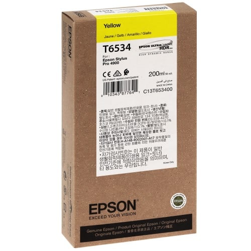 Cartouche d'encre traceur EPSON T6534 Pour imprimante 4900 Jaune - 200ml