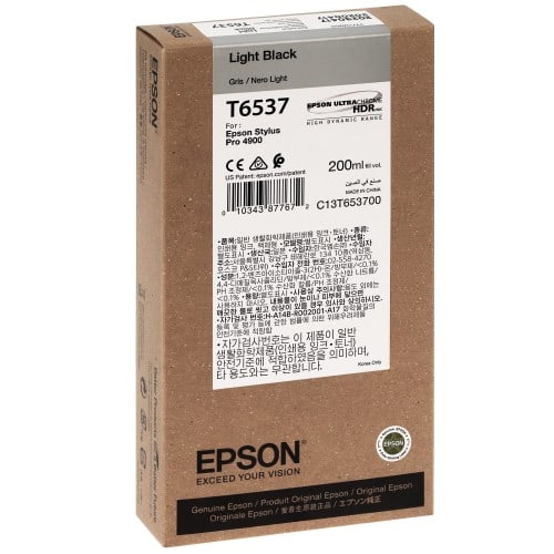 Cartouche d'encre traceur EPSON T6537 Pour imprimante 4900 Gris - 200ml