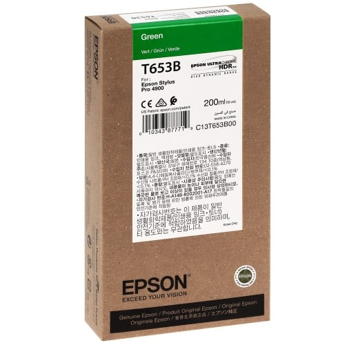 Cartouche d'encre traceur EPSON T653B Pour imprimante 4900 Vert - 200ml