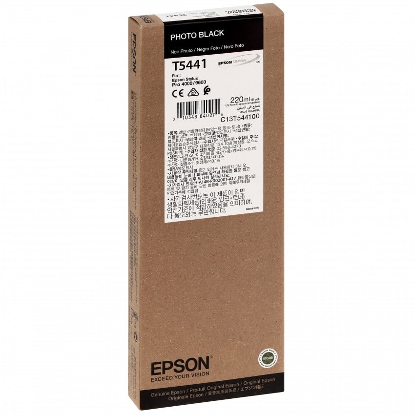 Cartouche d'encre traceur EPSON T5441 Pour imprimante 4000/7600/9600 Noir - 220ml