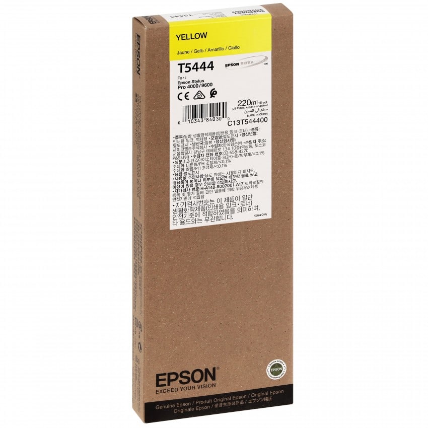 Cartouche d'encre traceur EPSON T5444 Pour imprimante 4000/4400/7600/9600 Jaune - 220ml