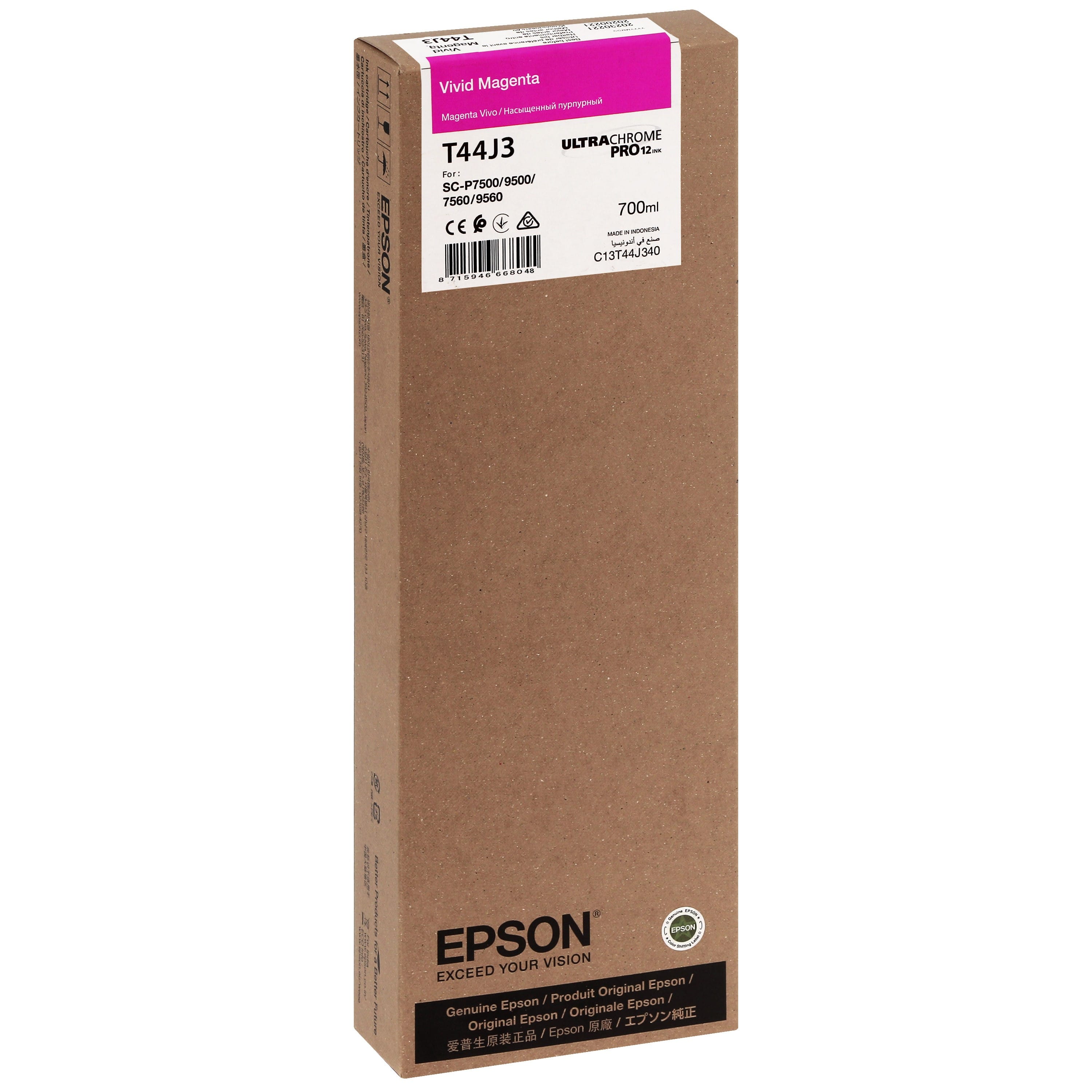 EPSON - Cartouche d'encre traceur T44J3 Pour imprimante SC-P7500/9500 UltraChrome PRO Vivid Magenta - 700ml