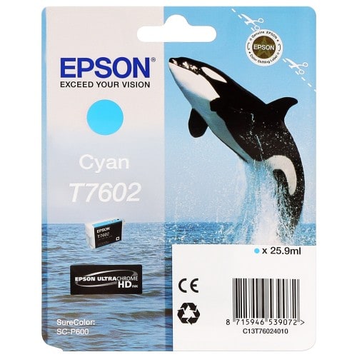 Cartouche d'encre traceur EPSON SC-P600 - Cyan - 25,9ml - T7602