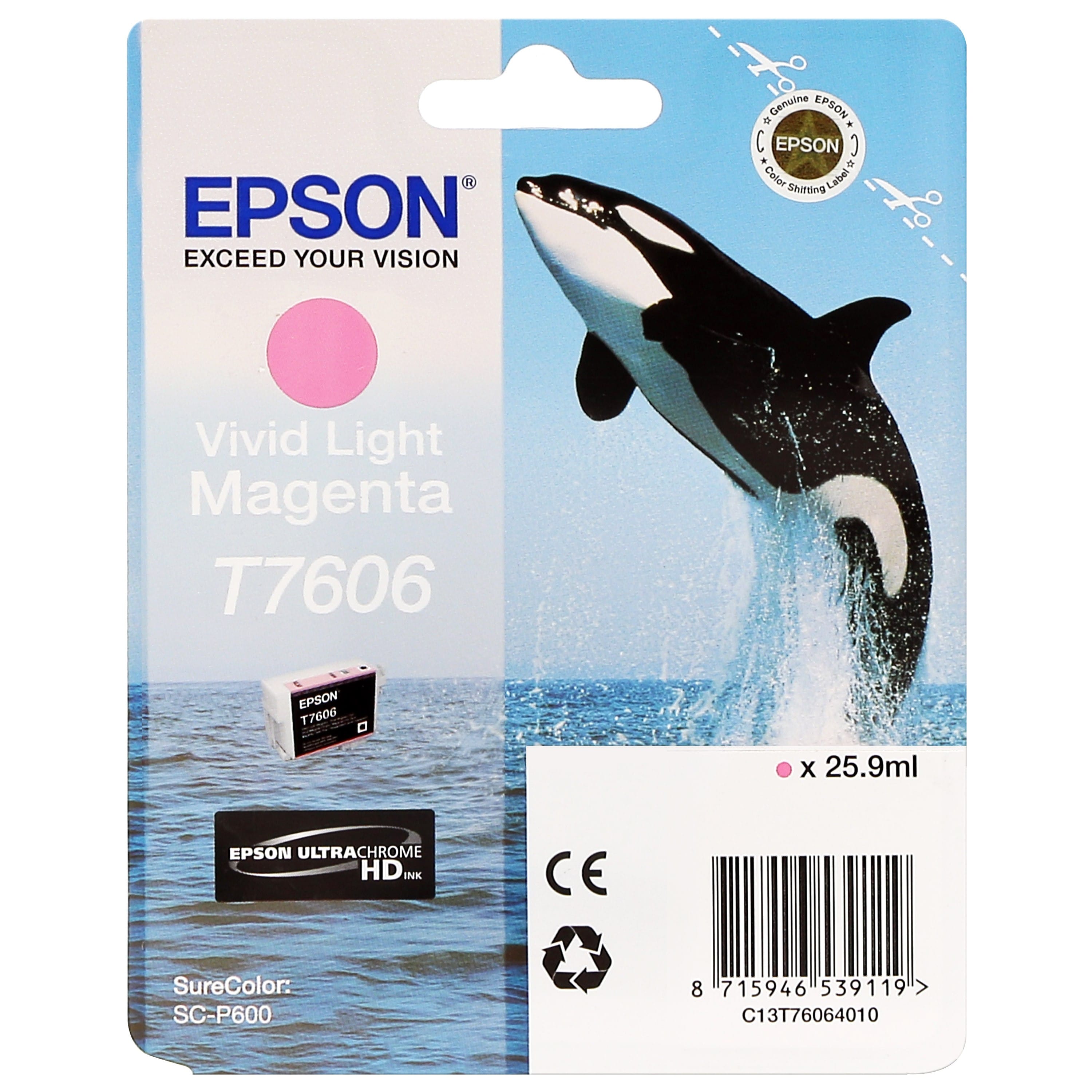 EPSON - Cartouche d'encre traceur SC-P600 - Vivid magenta clair - 25,9ml - T7606