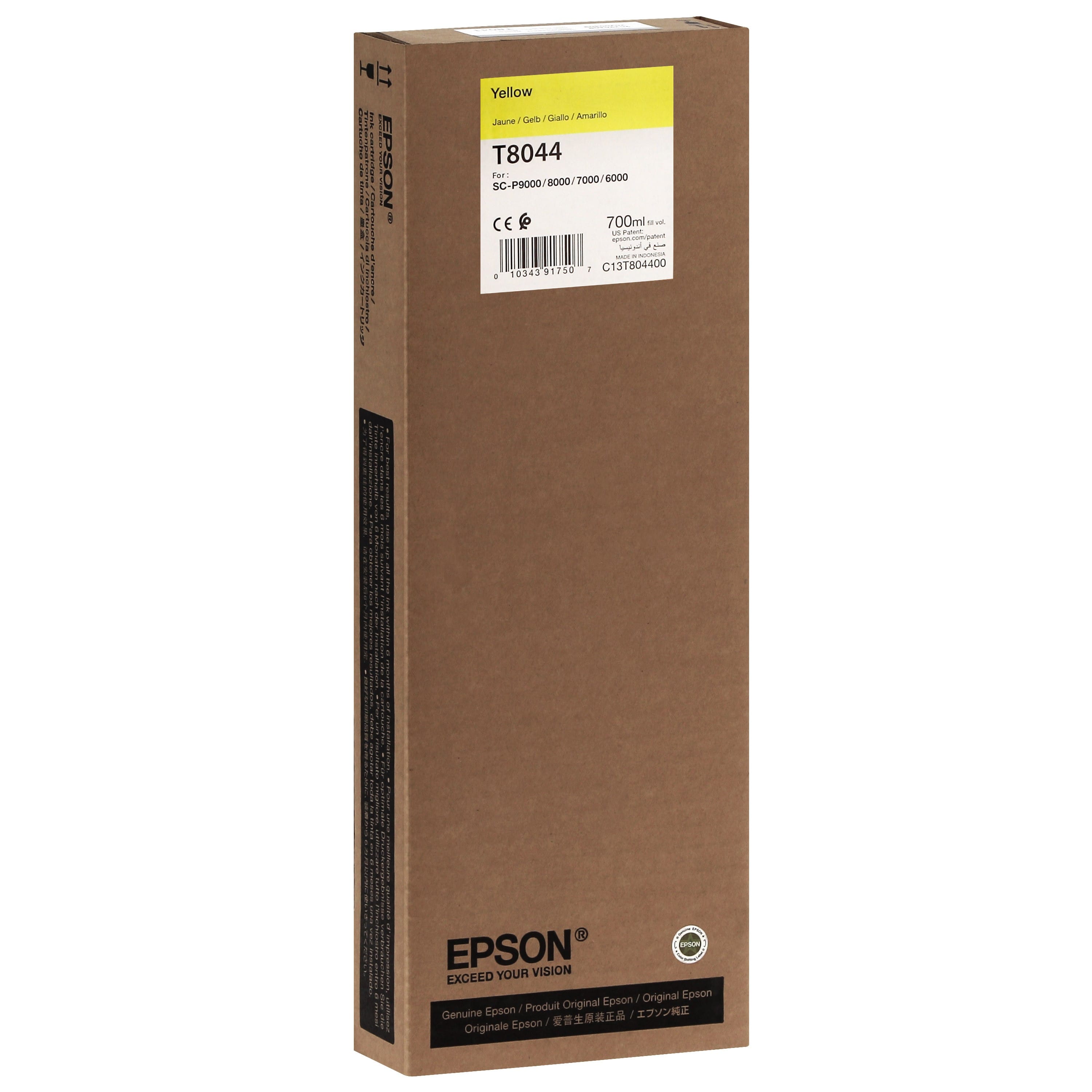 EPSON - Cartouche d'encre traceur T8044 Pour imprimante SC-P6000/7000/7000V/8000/9000/9000V Jaune - 700ml