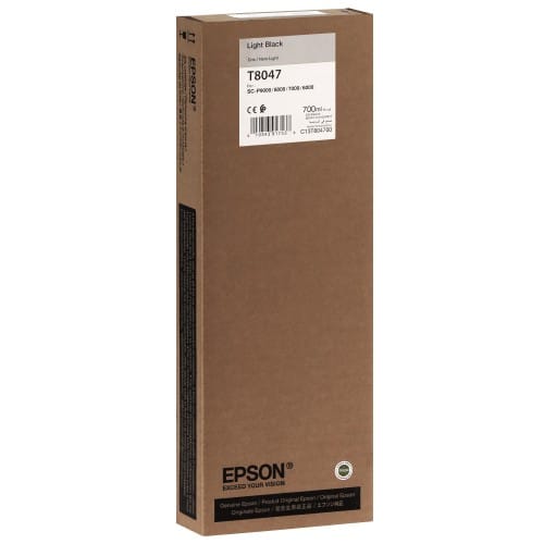 Cartouche d'encre traceur EPSON T8047 Pour imprimante SC-P6000/7000/8000/9000 Light noir - 700ml