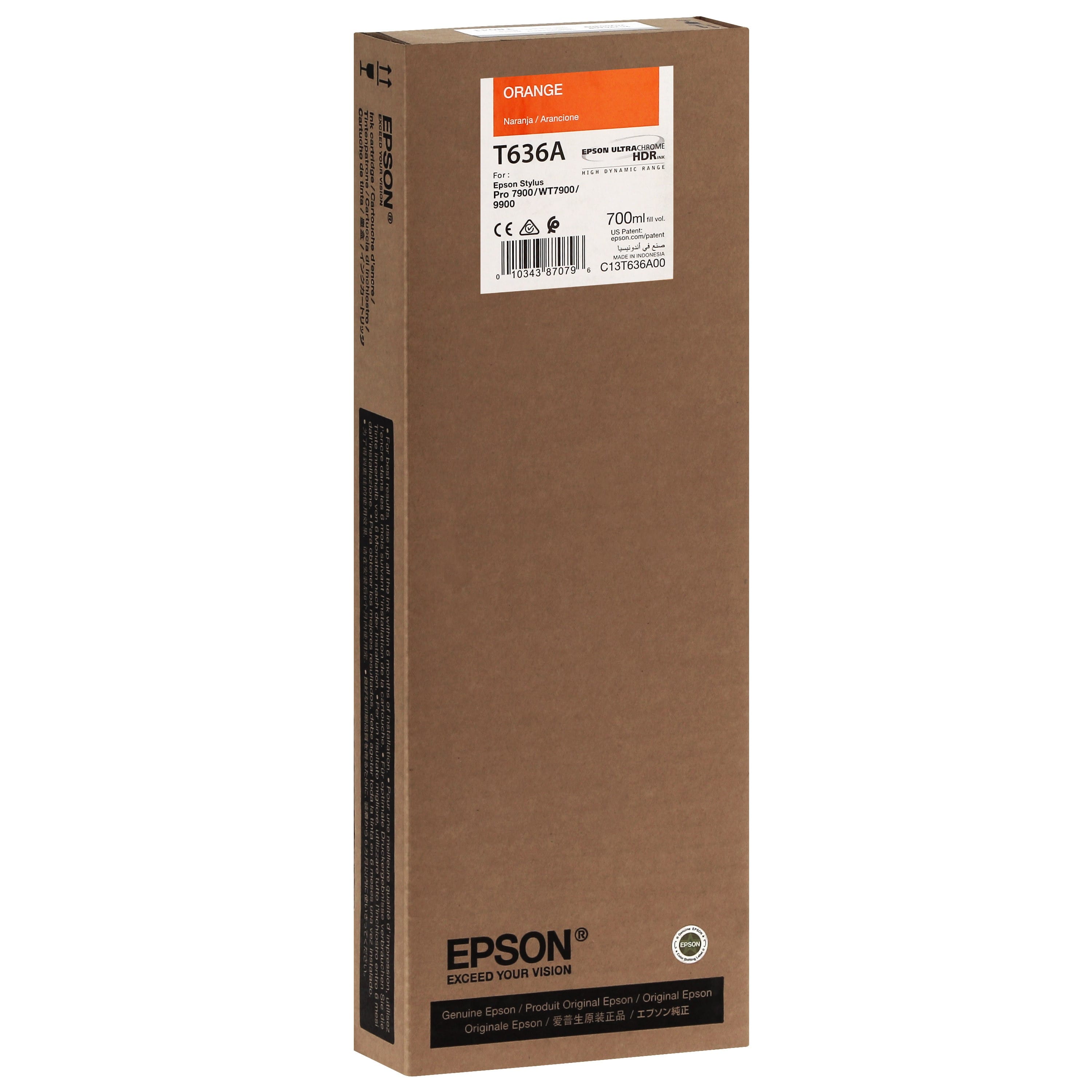 EPSON - Cartouche d'encre traceur T636A Pour imprimante 7900/9900 Orange - 700ml
