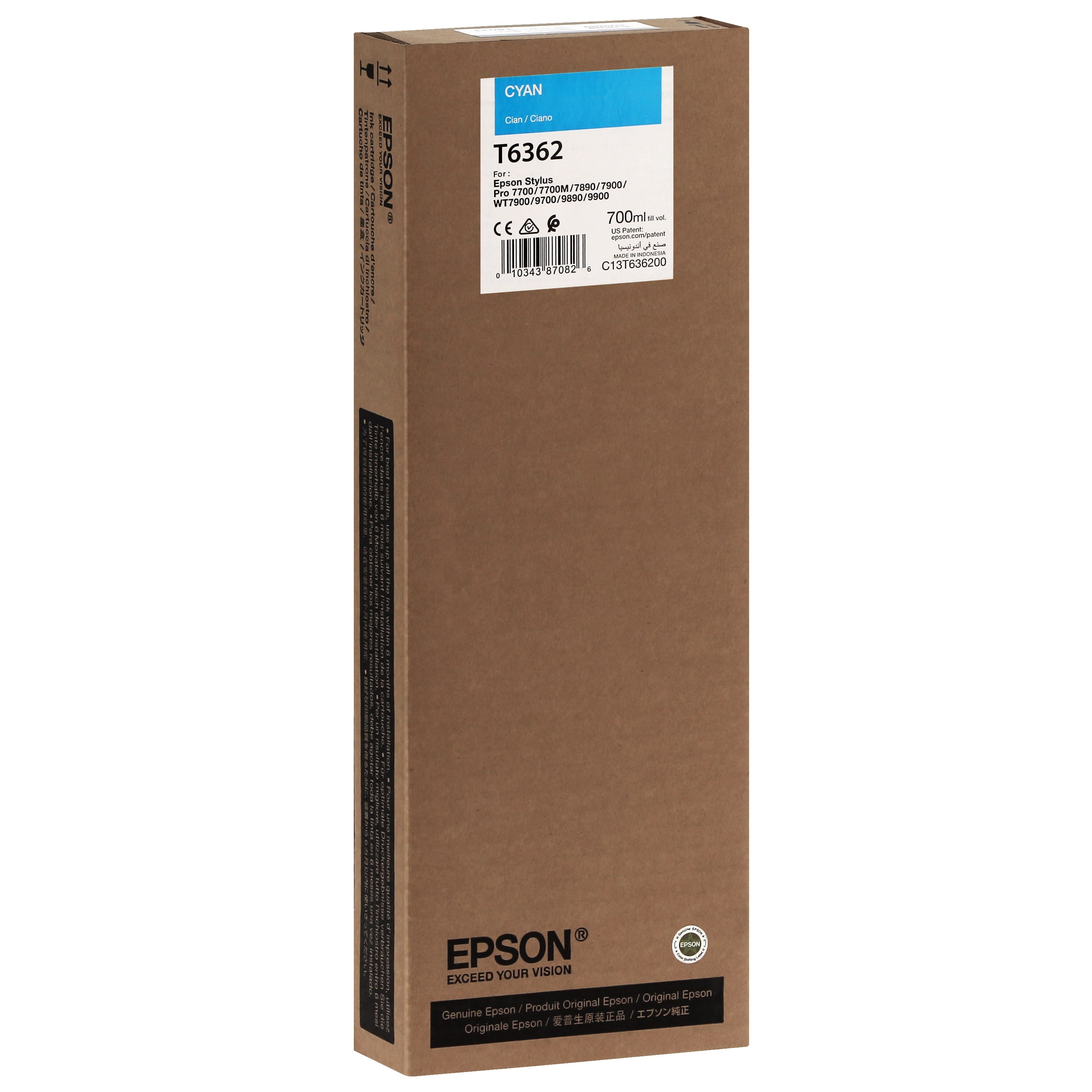 EPSON - Cartouche d'encre traceur T6362 Pour imprimante 7700/9700/7890/9890/7900/9900 Cyan - 700ml