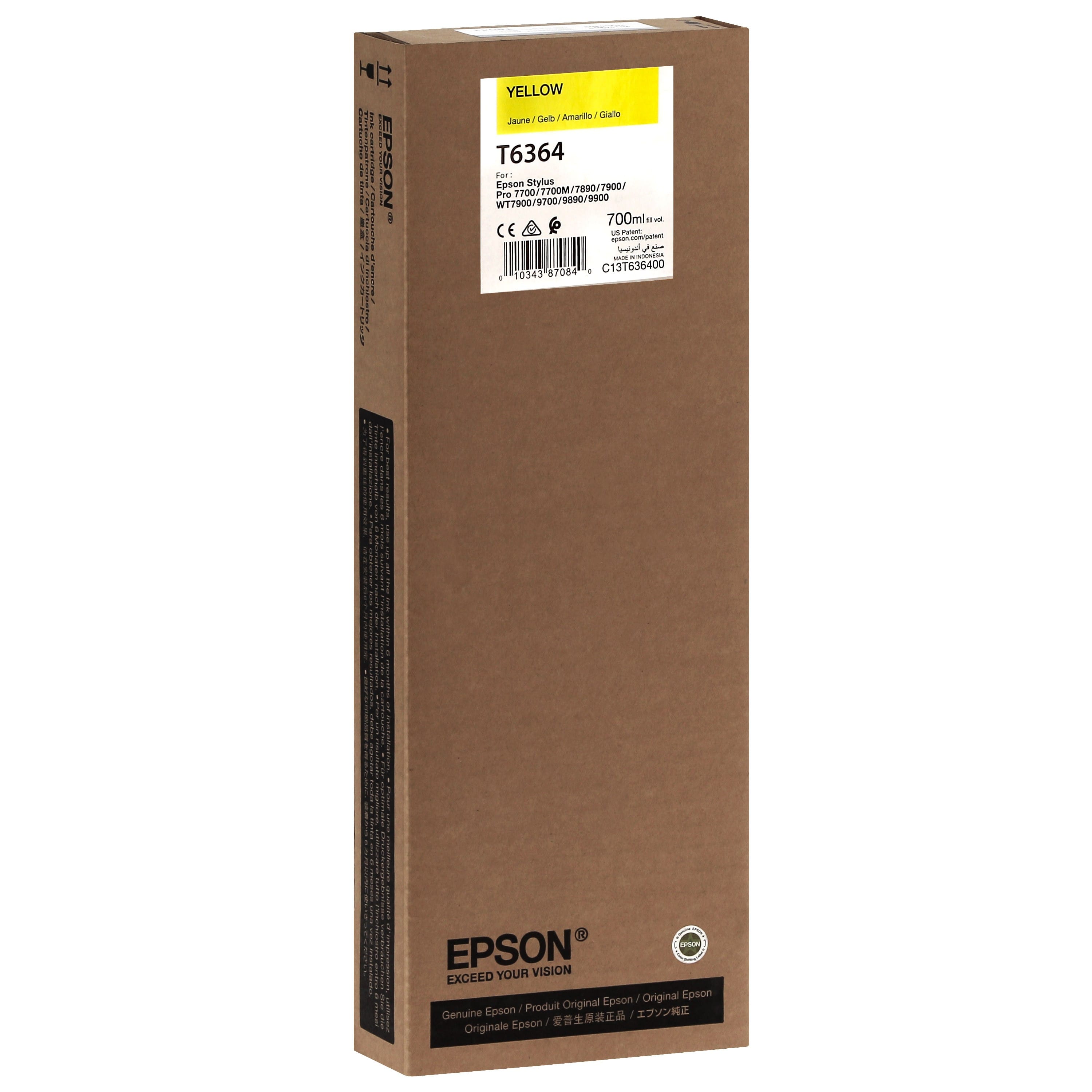 EPSON - Cartouche d'encre traceur T6364 Pour imprimante 7700/9700/7890/9890/7900/9900 Jaune - 700ml