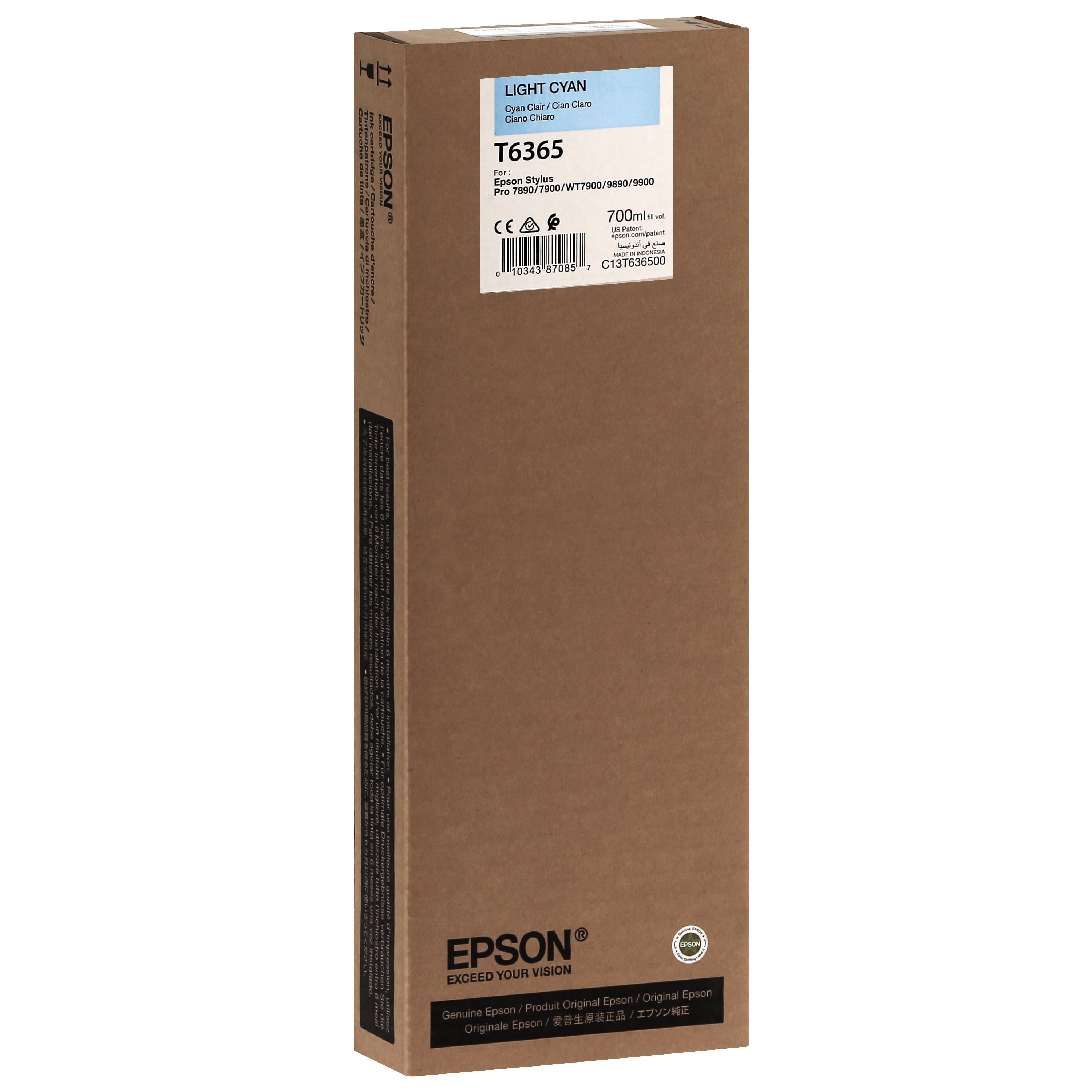 EPSON - Cartouche d'encre traceur T6365 Pour imprimante 7890/9890/7900/9900 Cyan clair - 700ml
