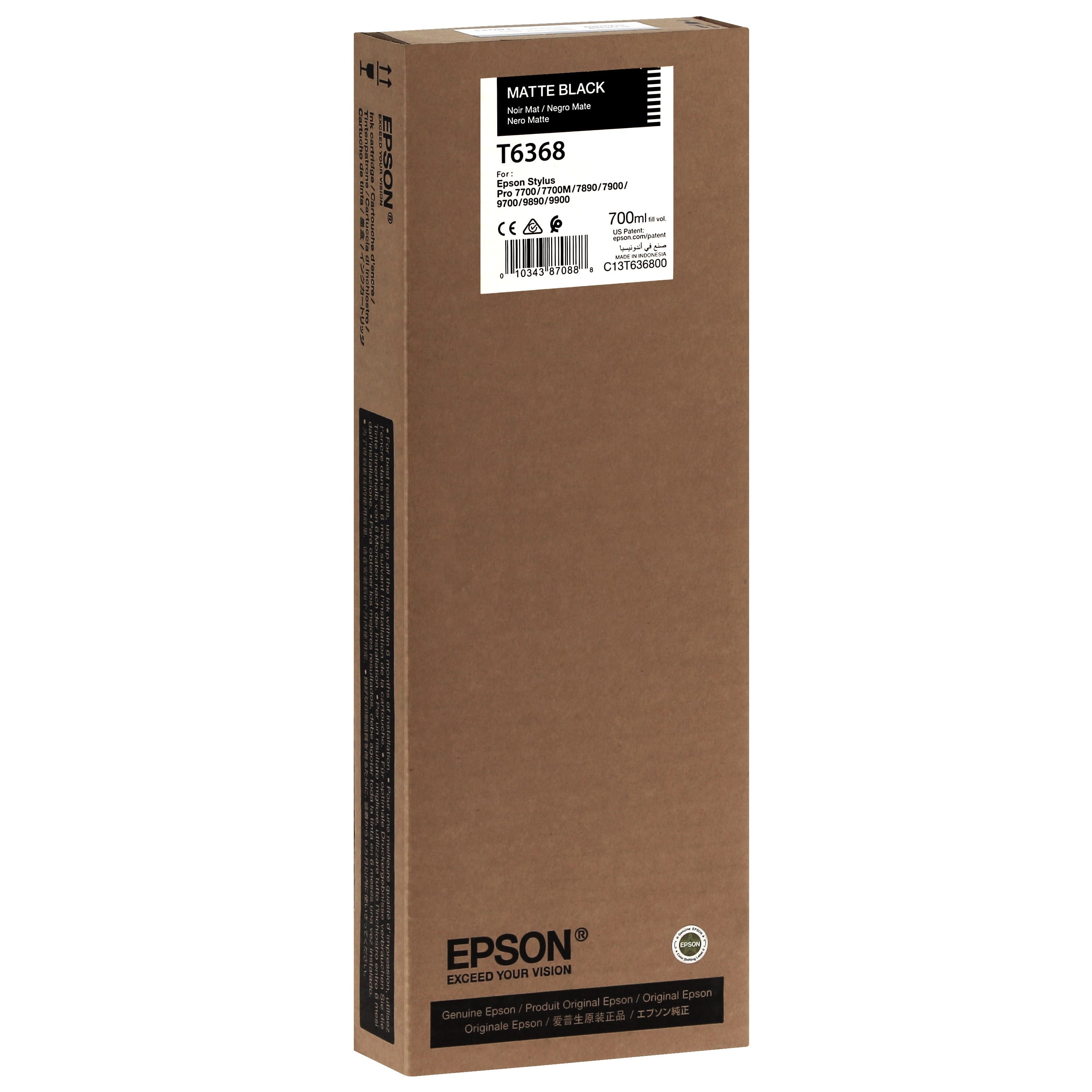 EPSON - Cartouche d'encre traceur T6368 Pour imprimante 7700/9700/7890/9890/7900/9900 Noir mat - 700ml