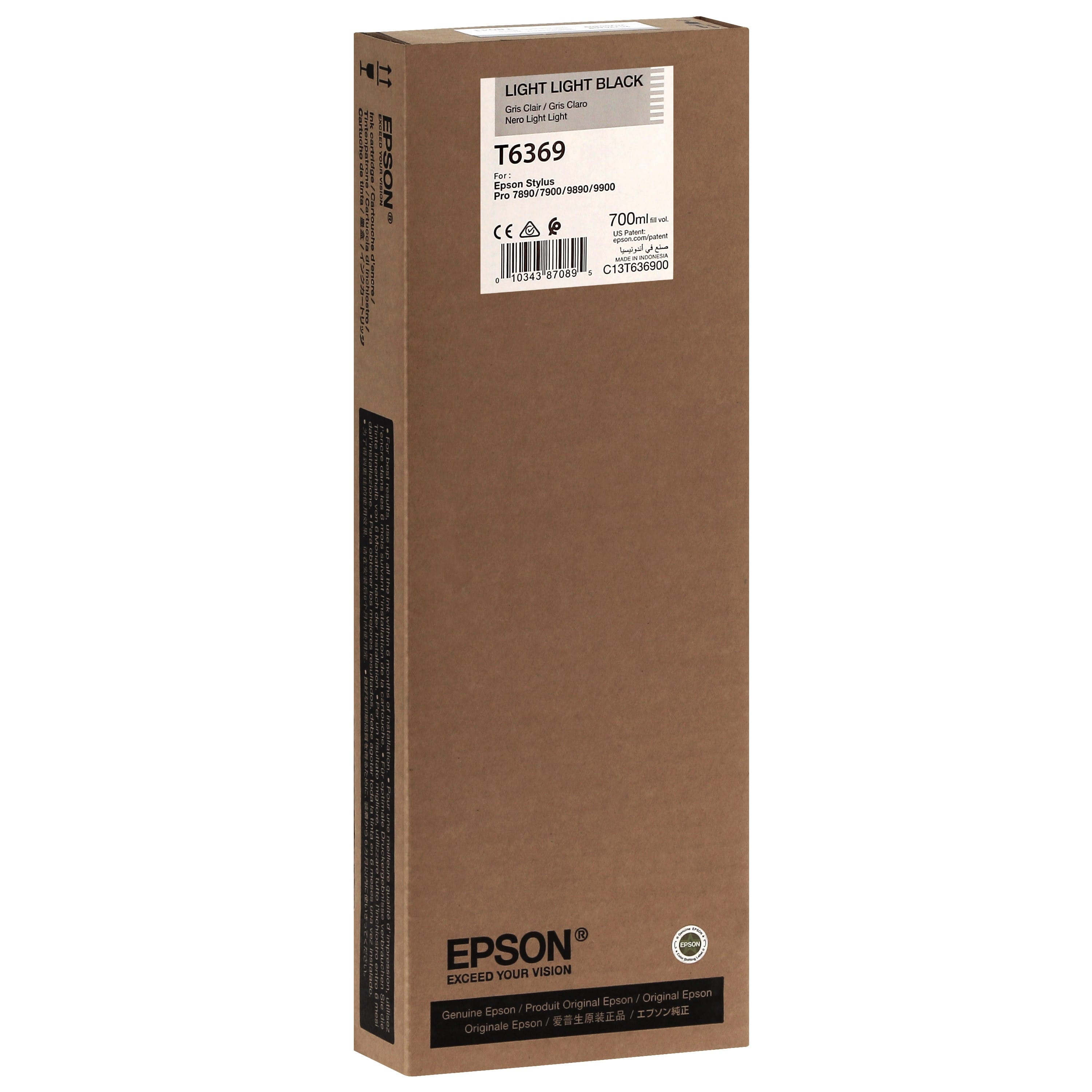 EPSON - Cartouche d'encre traceur T6369 Pour imprimante 7890/9890/7900/9900 Gris clair - 700ml