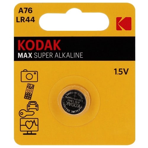 KODAK - Pile alcaline LR44 A76 1,5V MAX Blister d'1 pile