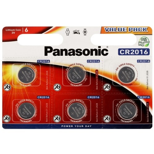 PANASONIC - Pile lithium CR2016 3V Power blister de 6 piles