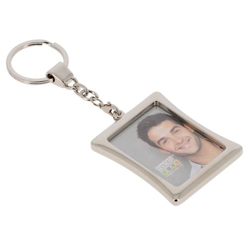 DEKNUDT - Porte-clef photo rectangle bords courbés - Métal - Pour photo 3,8x4,8cm - livré en sachet transparent individuel