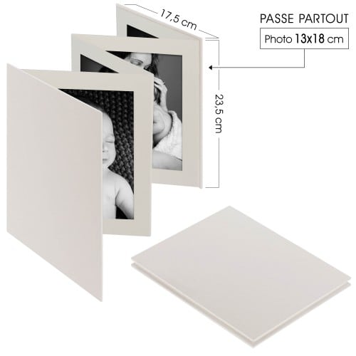 DEKNUDT - Mini album accordéon LEPORELLO - 8 pages blanches - 8 photos 13x18cm - Couverture Blanche 17,5x23,5cm