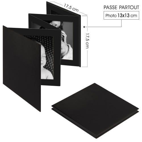 DEKNUDT - Mini album accordéon LEPORELLO - 8 pages noires - 8 photos 13x13cm - Couverture Noire 17,5x17,5cm