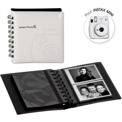 FUJI - Album photo instantanée pochettes sans mémo pour Instax Mini - 32 pages - 64 photos - Couverture Blanche 12x13,5cm