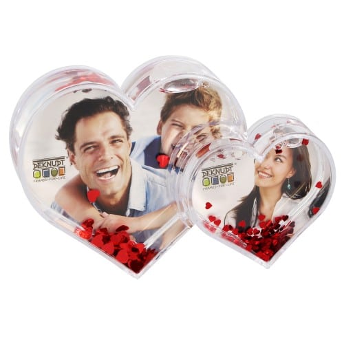 Cadre photo DEKNUDT double face pour 2 photos 13,5x9cm - paillettes rouges - Dim. 9,5x14x3,5cm