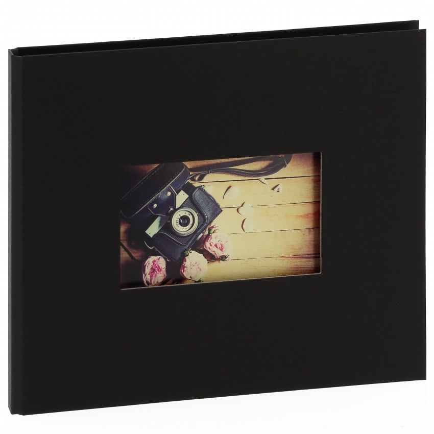 "STUDIO" 25x21cm - à spirales cachées - 120 photos 10x15cm - 60 pages traditionnelles noires (Noir + fenêtre)