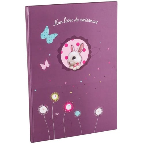 PANODIA - Livre de Naissance FOXY - 40 pages illustrées - Couverture Violette 22,3x31,2cm