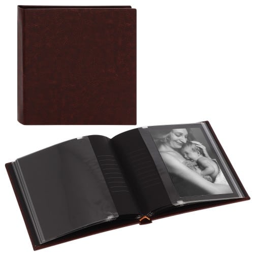 PANODIA - Mini album pochettes avec mémo MALAGA - 36 pages noires - 36 photos - Couverture Marron 18x17cm