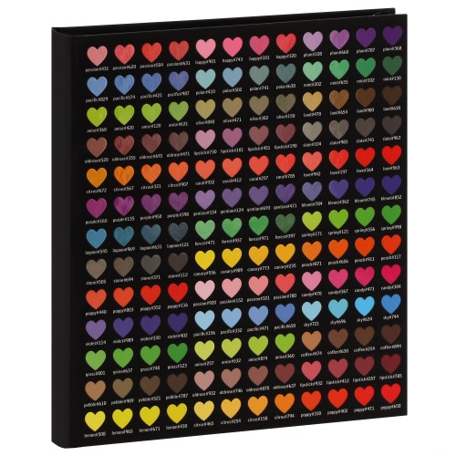 PANODIA - Album photo pochettes avec mémo ARTISTES "Illustration LALI" - 50 pages ivoires - 100 photos -  Couverture "Cœurs multicolores" 22x25cm