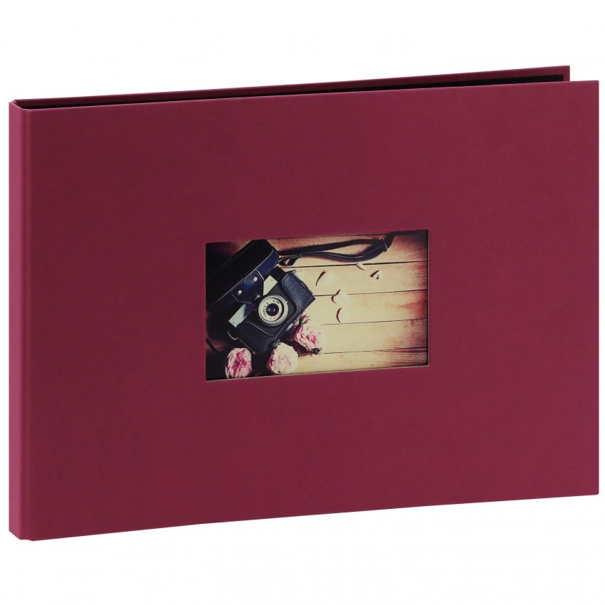 Album photo PANODIA série STUDIO 34x24cm - spirale cachées 40 pages noires - Traditionnel (Framboise)