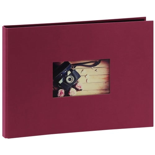 PANODIA - Album photo traditionnel STUDIO - 40 pages noires - 120 photos - Couverture Framboise 34x24cm + fenêtre