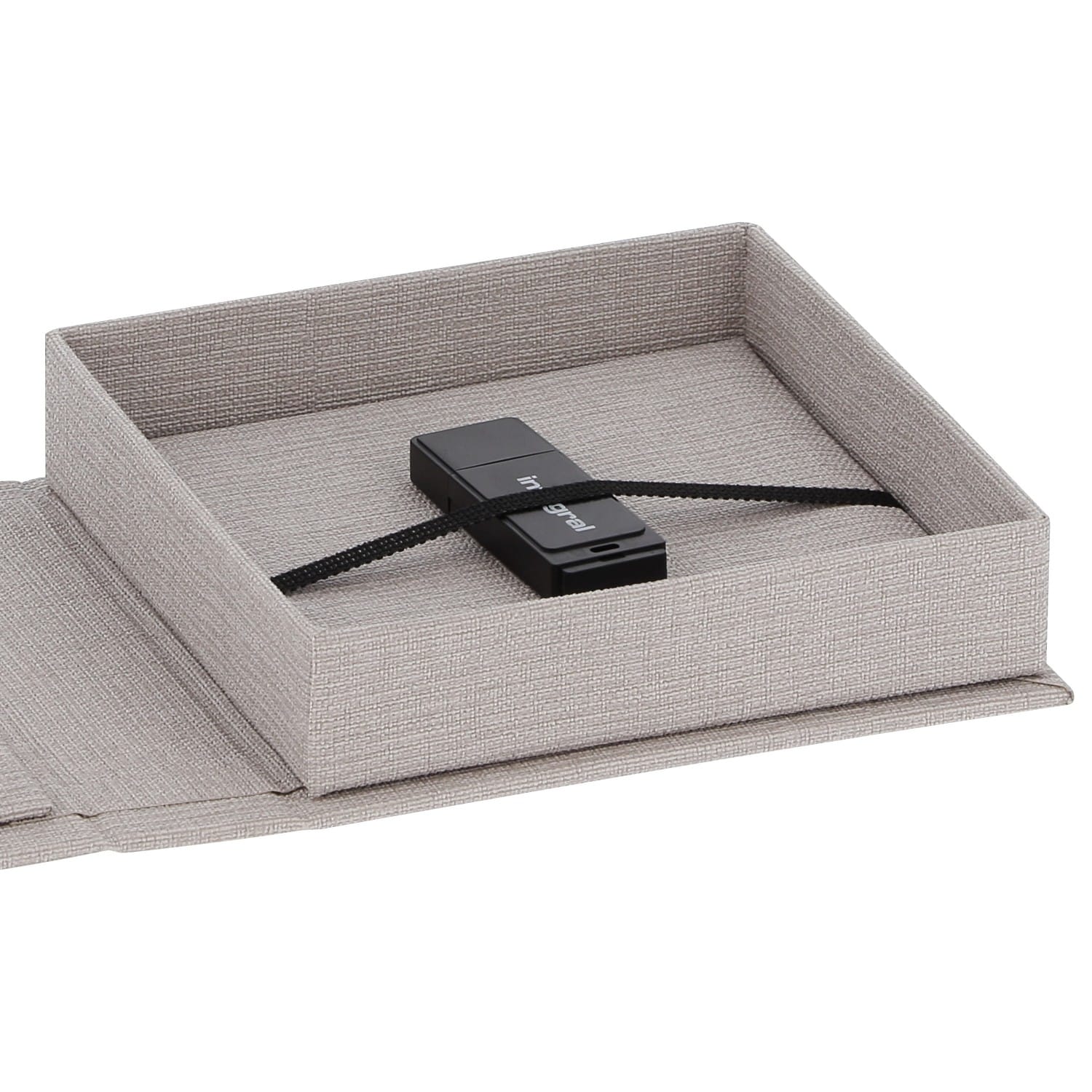 Boîte de rangement DEKNUDT pour clé USB & photos en tissu gris