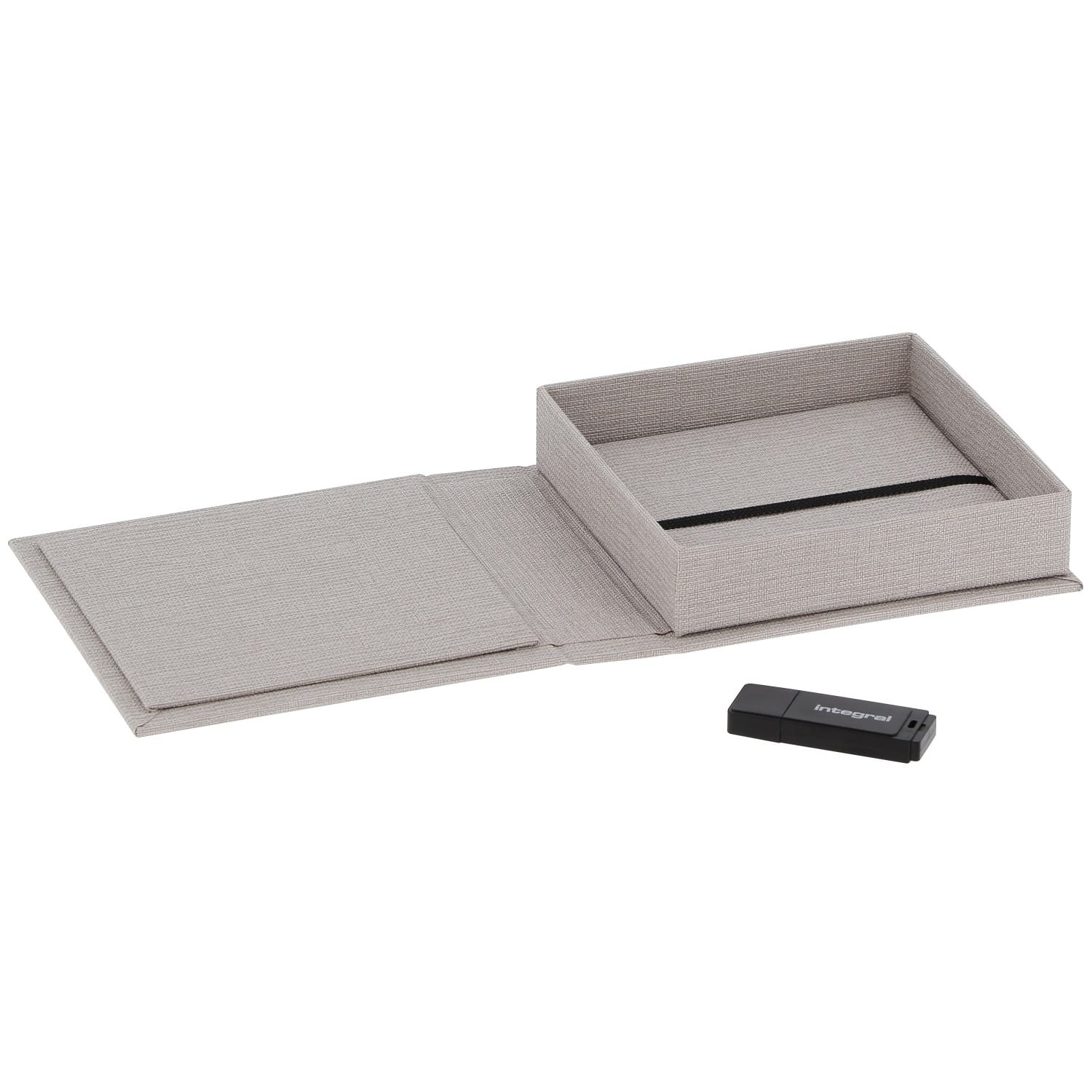 Boîte de rangement DEKNUDT pour clé USB & photos en tissu gris