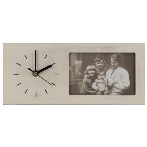 Cadre photo DEKNUDT S67TK E1 - bois + horloge - pour 1 photo 10x15cm