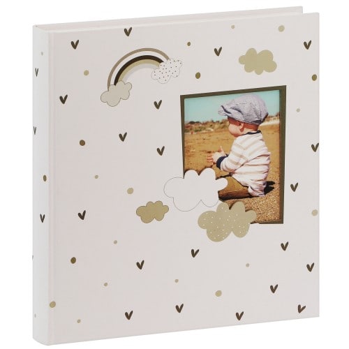 Album photo GOLDBUCH traditionnel Naissance LITTLE DREAM - 60 pages  blanches + feuillets cristal - 240 photos - Couverture Nuages 30x31cm +  fenêtre