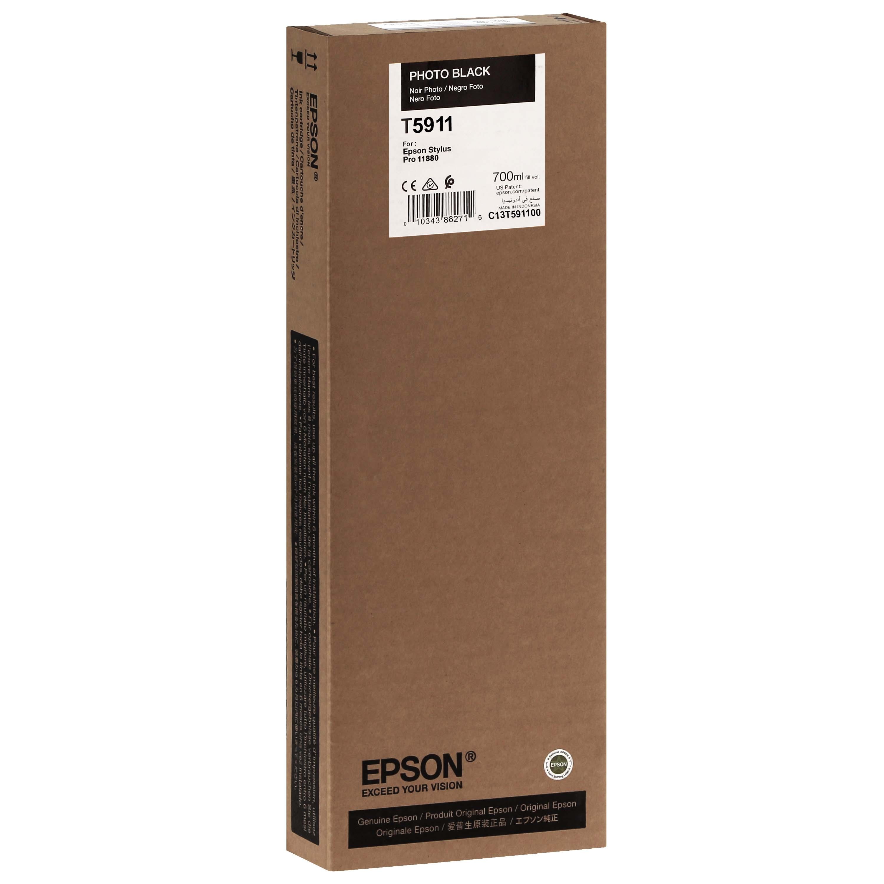 EPSON - Cartouche d'encre traceur T5911 Pour imprimante 11880 Noir Photo - 700ml