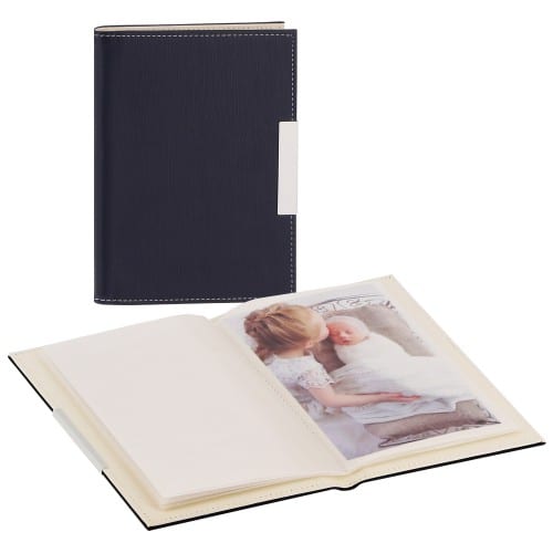 DEKNUDT - Mini album pochettes sans mémo - 24 pages blanches - 24 photos - Couverture Bleue 12,5x17,5cm