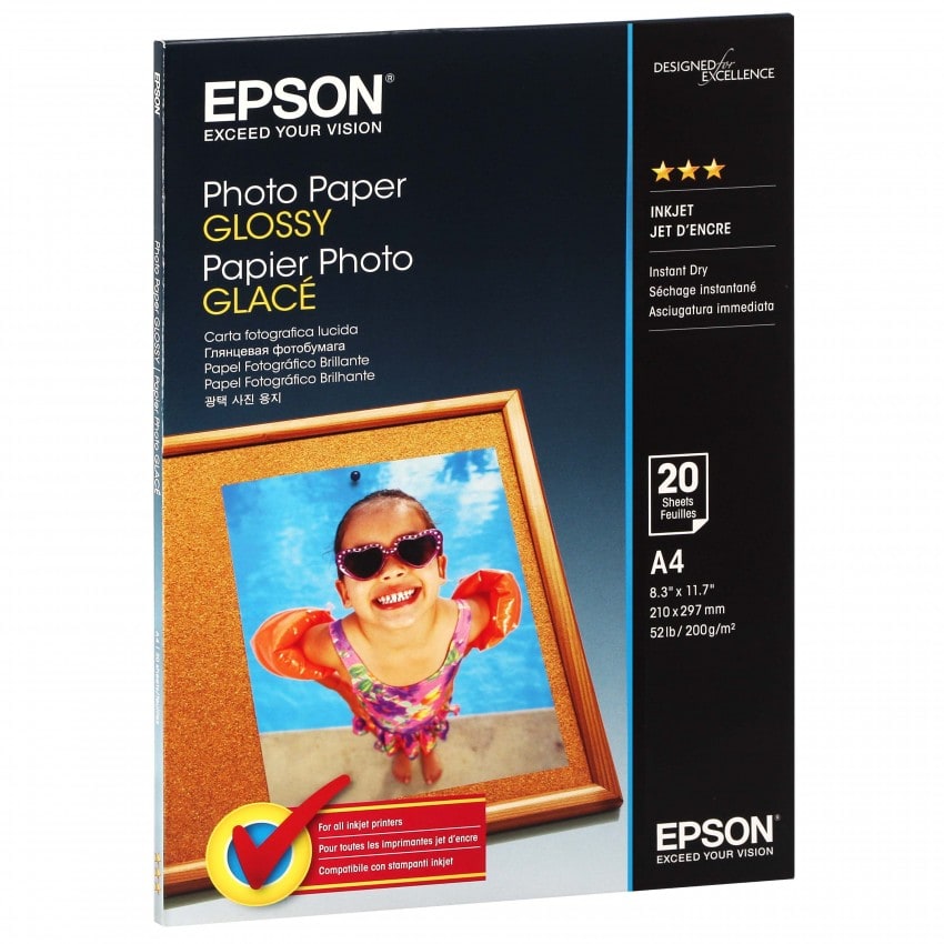 Papier jet d'encre EPSON EPSON PHOTO papier glacé 200g - A4 - 20 feuilles