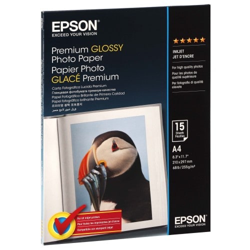 EPSON - Papier jet d'encre PREMIUM glacé 255g - A4 (21x29,7cm) - 15 feuilles