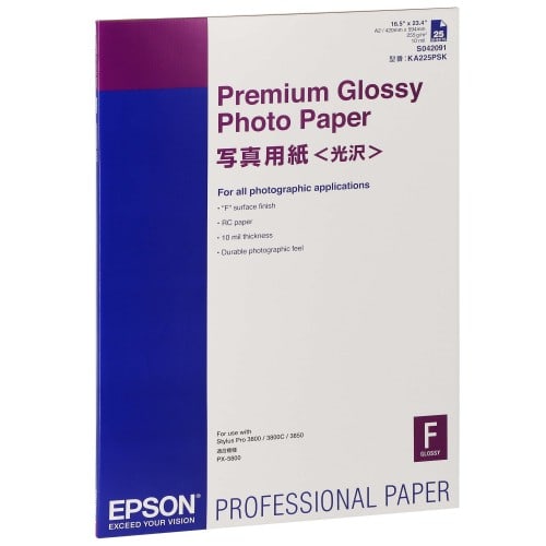 EPSON - Papier jet d'encre PREMIUM glacé 255g - A2 (42x59,4cm) - 25 feuilles
