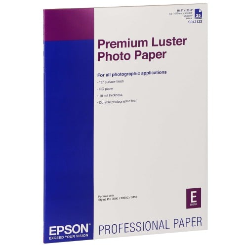 EPSON - Papier jet d'encre PREMIUM lustré 250g - A2 (42x59,4cm) - 25 feuilles
