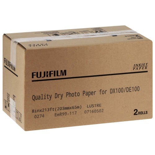 Papier jet d'encre FUJI Papier lustré 230g pour DX100 - 203mm x 65m - 2 rouleaux