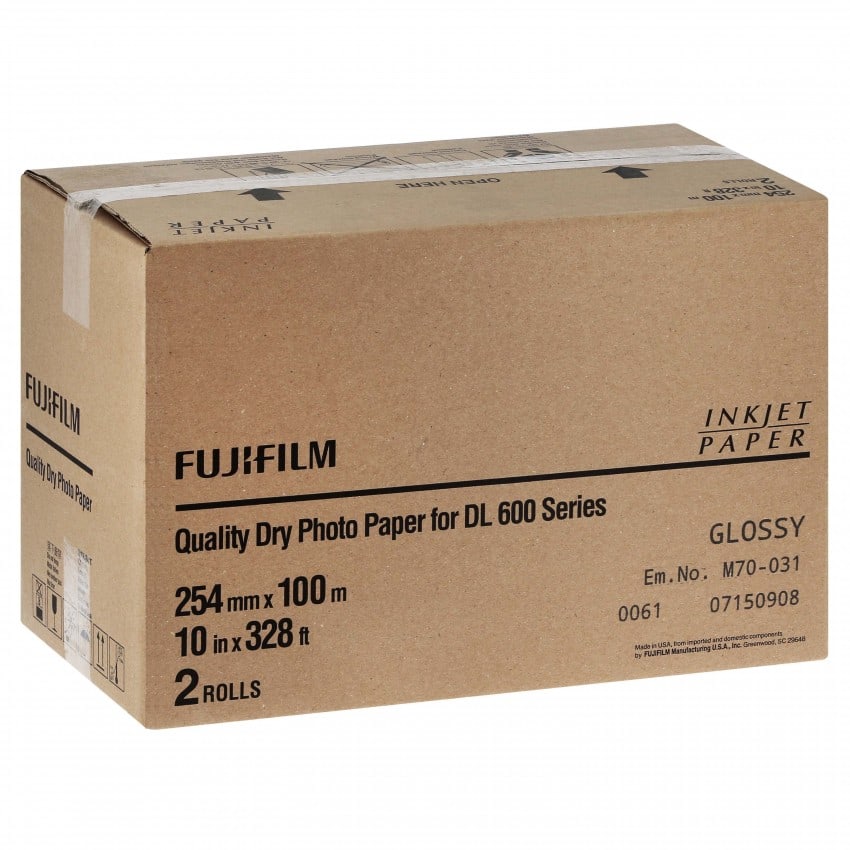 Papier jet d'encre FUJI Papier brillant DL220 pour DL600 / DL650 - 254mm x 100m - 2 rouleaux