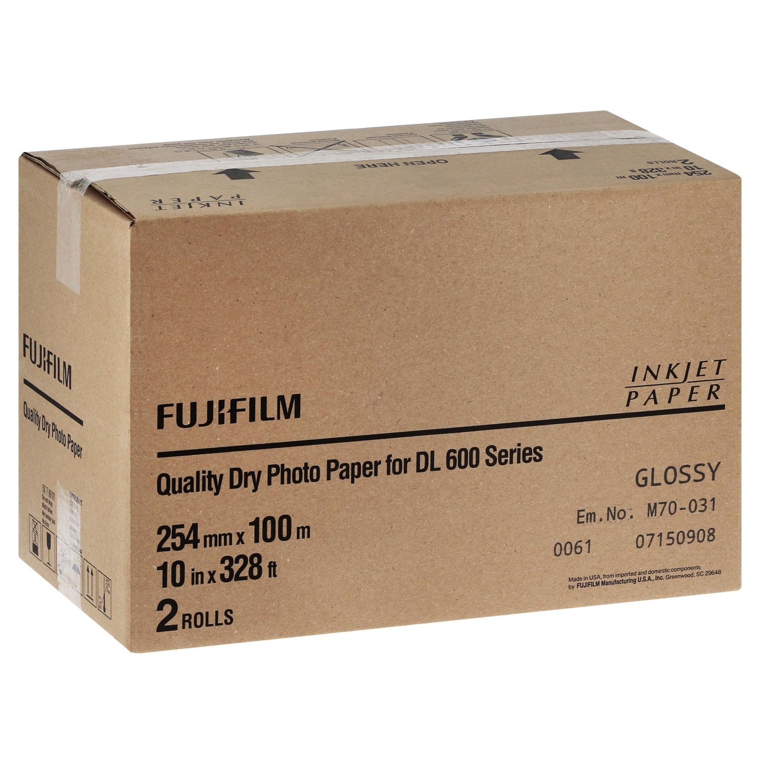 Papier jet d'encre FUJI Papier brillant DL220 pour DL600 / DL650 - 254mm x 100m - 2 rouleaux