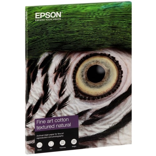 EPSON - Papier jet d'encre Fine Art Cotton Textured Natural mat 300g - A3+ (32,9x48,3cm) - 25 feuilles