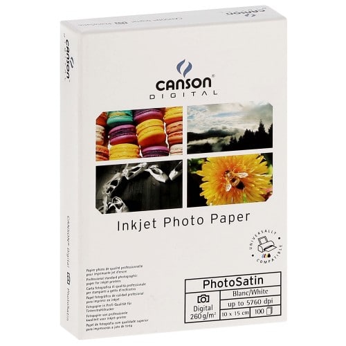 CANSON - Papier jet d'encre PhotoSatin Digital 260g - A6 (10x15cm/carte postale) - 100 feuilles