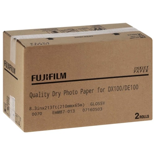 Papier jet d'encre FUJI Papier brillant 230g pour DX100 - 210mm x 65m - 2 rouleaux