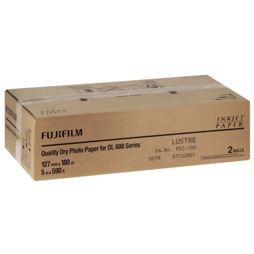 FUJI - Papier jet d'encre Papier lustré DL220 pour DL600 / DL650 127mm x 180m - 2 rouleaux