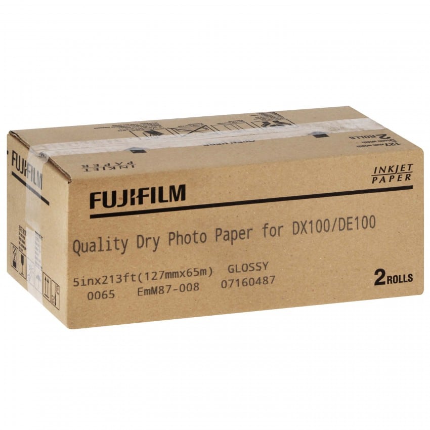 Papier jet d'encre FUJI Papier brillant 230g pour DX100 - 127mm x 65m - 2 rouleaux